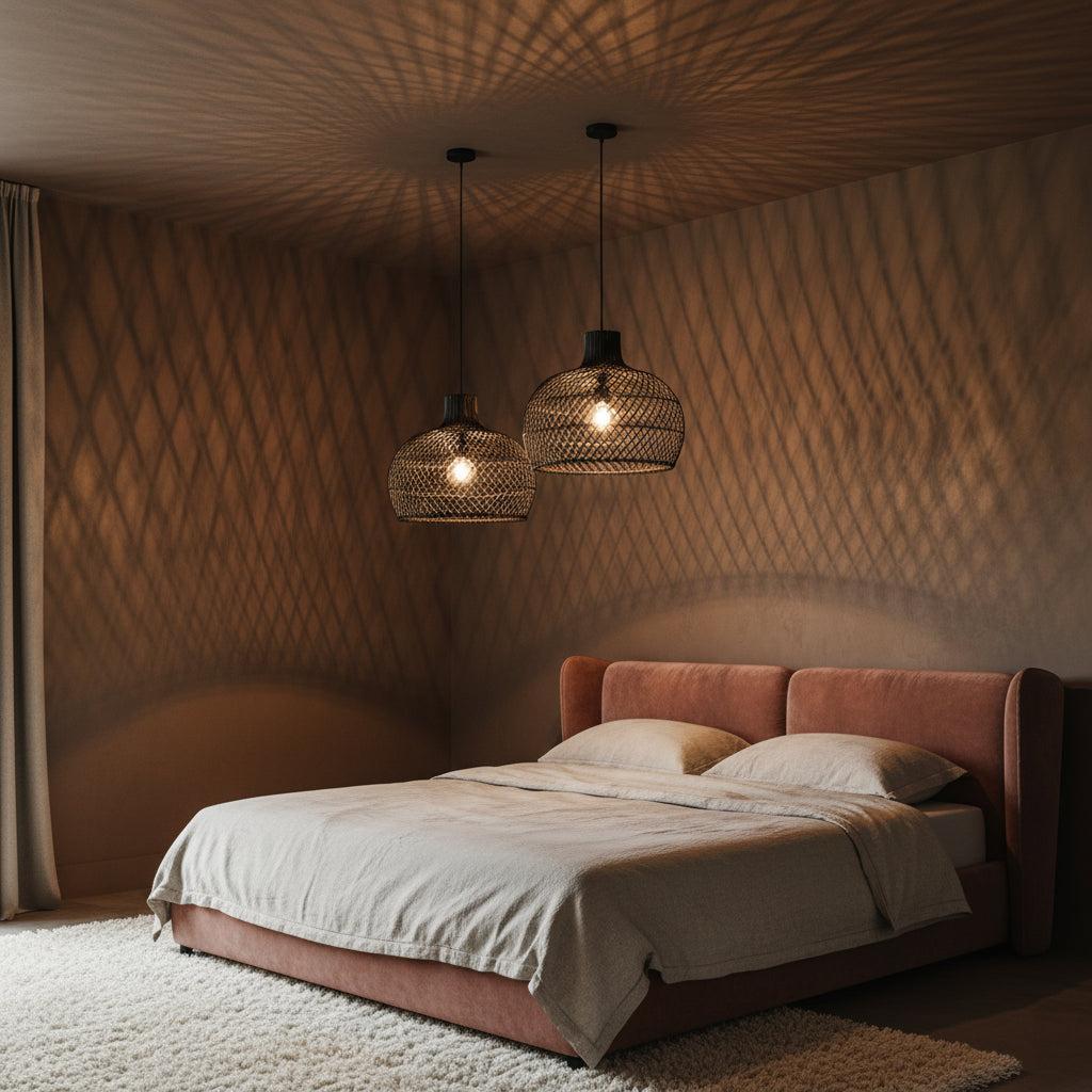Raw Materials Maze Rotan Hanglamp Zwart - Ø 42x36 Cm - KwaliteitWonen.nl
