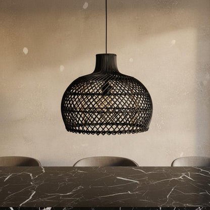 Raw Materials Maze Rotan Hanglamp Zwart - Ø 42x36 Cm - KwaliteitWonen.nl