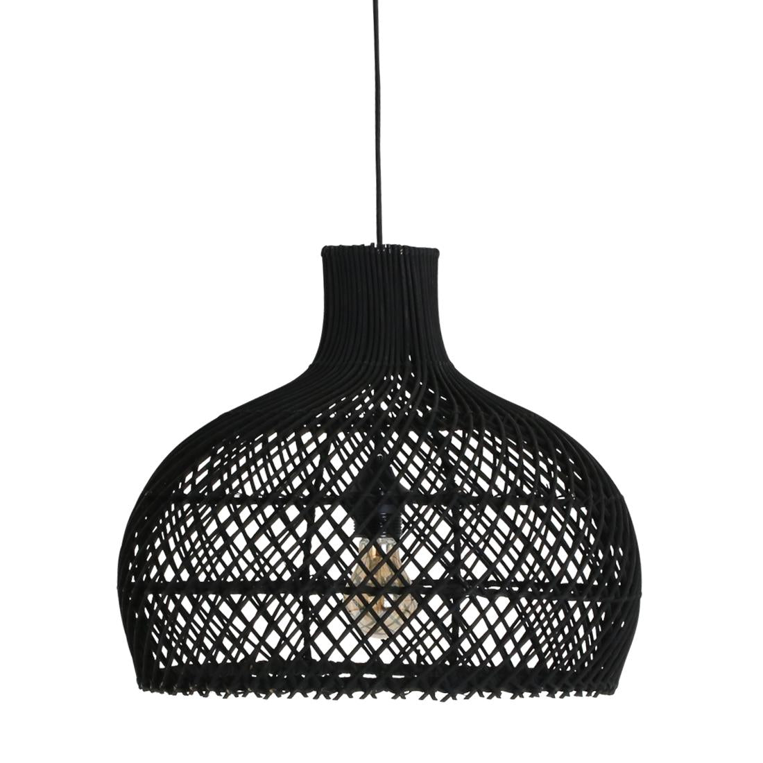 Raw Materials Maze Rotan Hanglamp Zwart - Ø 42x36 Cm - KwaliteitWonen.nl