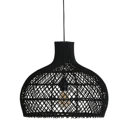 Raw Materials Maze Rotan Hanglamp Zwart - Ø 42x36 Cm - KwaliteitWonen.nl
