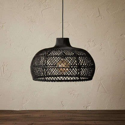 Raw Materials Maze Rotan Hanglamp Zwart - Ø 57x36 Cm - KwaliteitWonen.nl