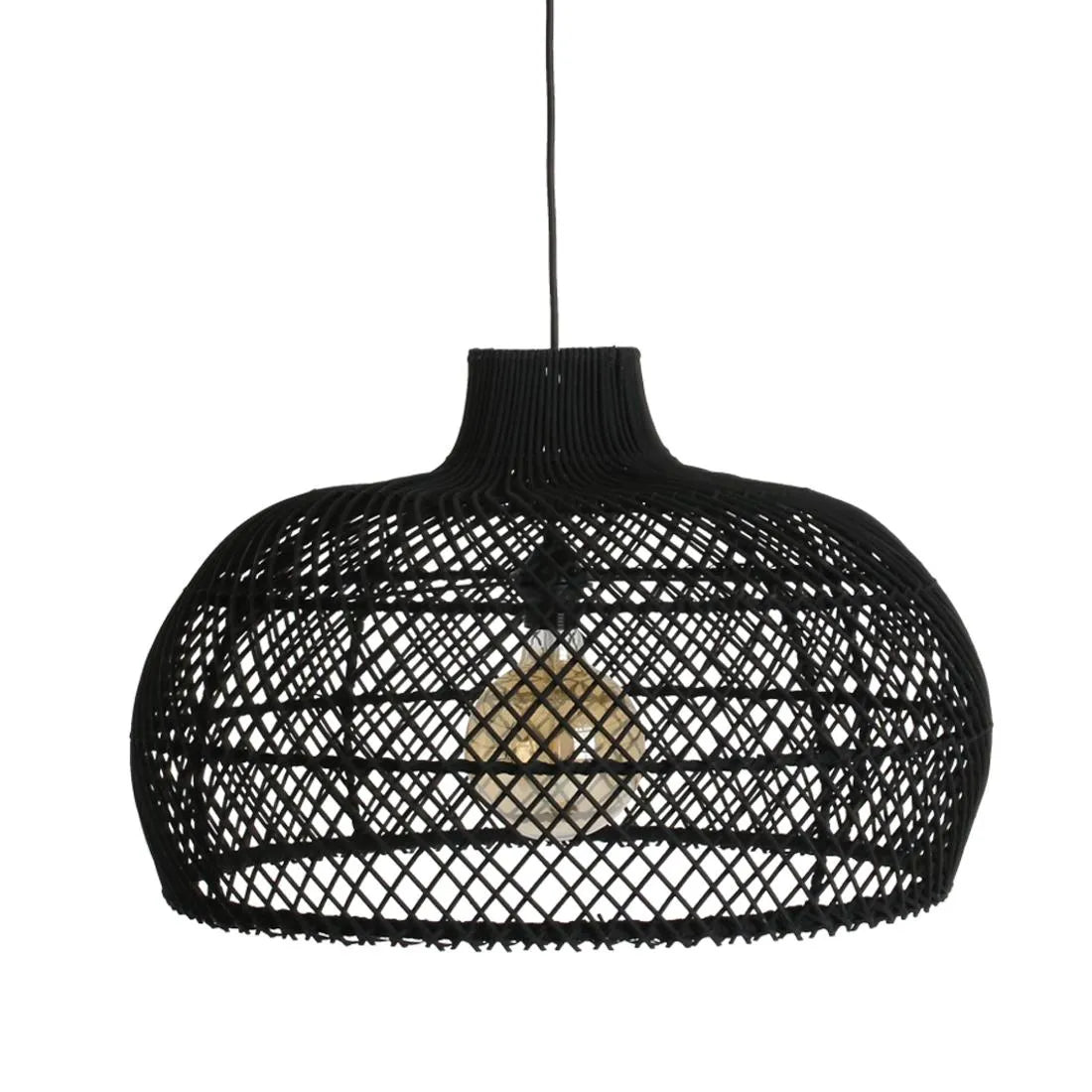Raw Materials Maze Rotan Hanglamp Zwart - Ø 57x36 Cm - KwaliteitWonen.nl