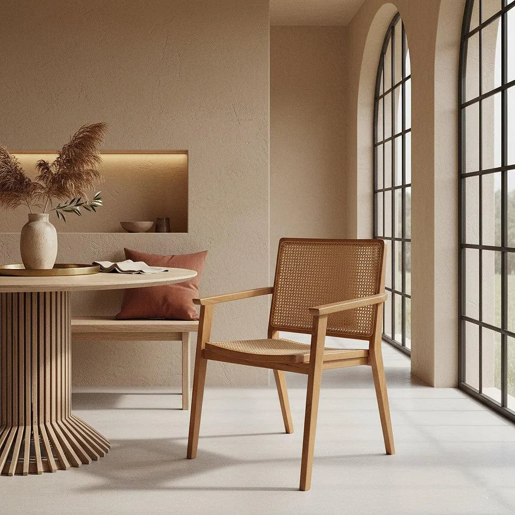 Raw Materials Nova Teak Eetkamerstoel Met Armleuning (Set Van 2) - KwaliteitWonen.nl