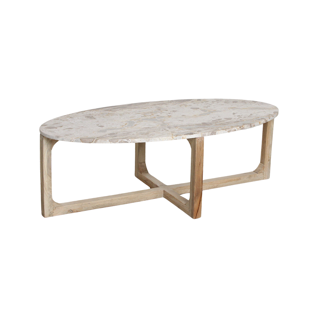 Raw Materials Ovaal Marmeren salontafel Créme 120x60cm - KwaliteitWonen.nl