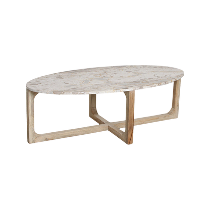 Raw Materials Ovaal Marmeren salontafel Créme 120x60cm - KwaliteitWonen.nl