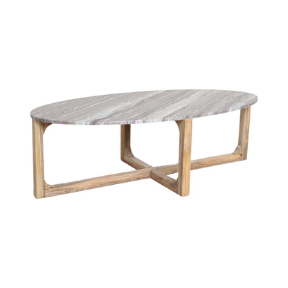 Raw Materials Ovale Marmeren Salontafel Fantasy Bruin 120x60cm - KwaliteitWonen.nl