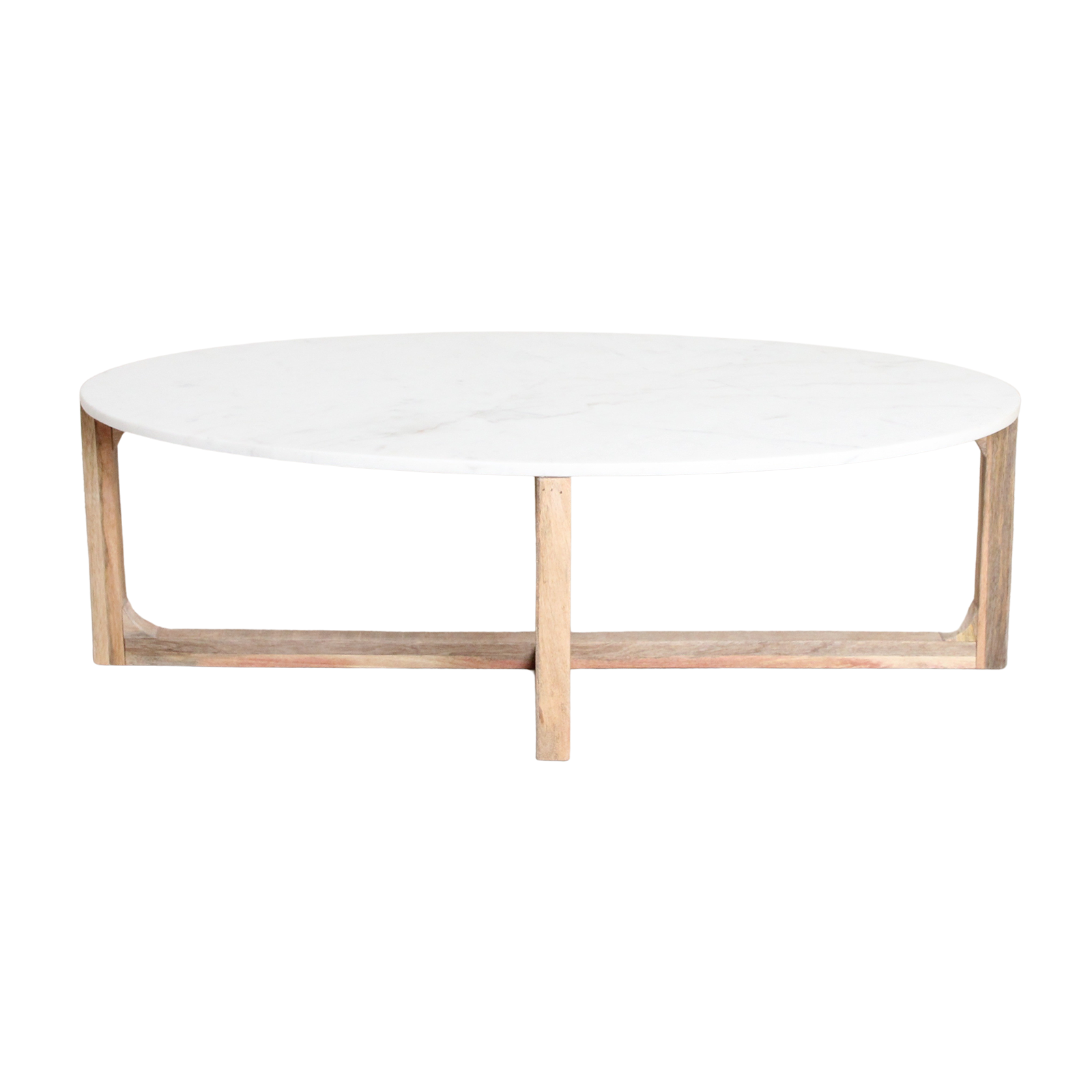 Raw Materials Ovale Marmeren Salontafel - Wit 120x60cm - KwaliteitWonen.nl