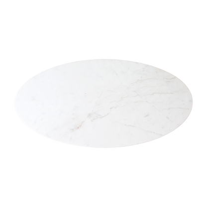 Raw Materials Ovale Marmeren Salontafel - Wit 120x60cm - KwaliteitWonen.nl