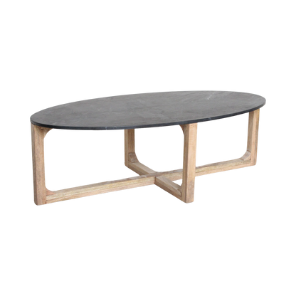 Raw Materials Ovale Marmeren Salontafel Zwart 120x60cm - KwaliteitWonen.nl