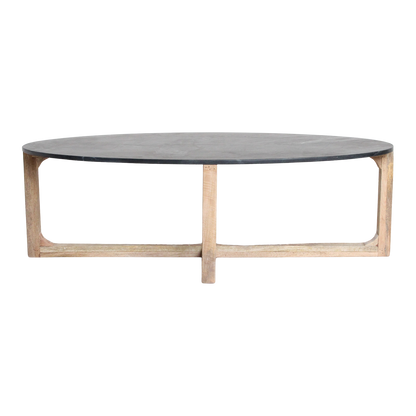 Raw Materials Ovale Marmeren Salontafel Zwart 120x60cm - KwaliteitWonen.nl