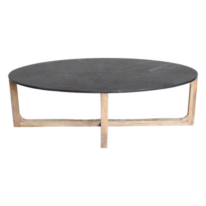 Raw Materials Ovale Marmeren Salontafel Zwart 120x60cm - KwaliteitWonen.nl