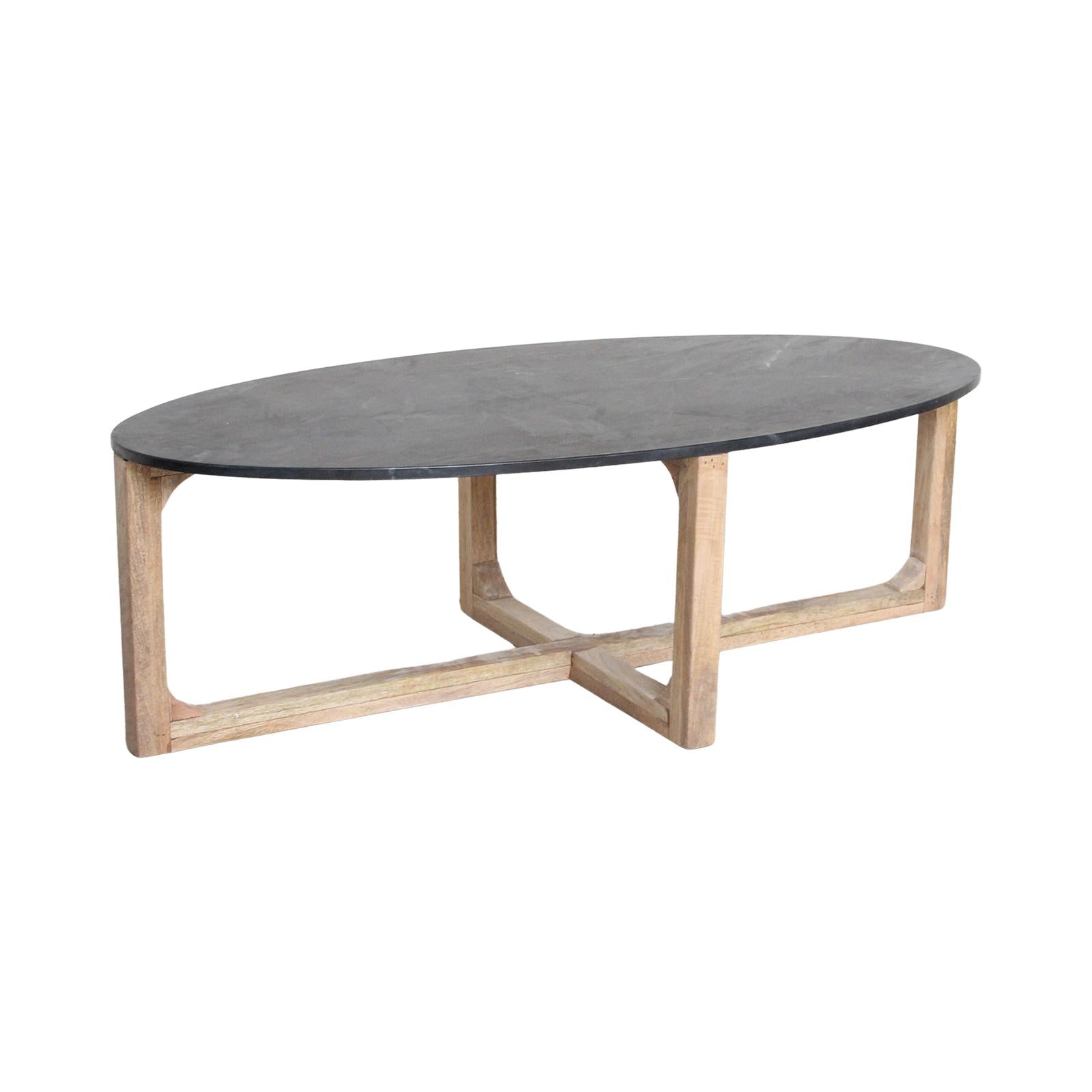 Raw Materials Ovale Marmeren Salontafel Zwart 120x60cm - KwaliteitWonen.nl