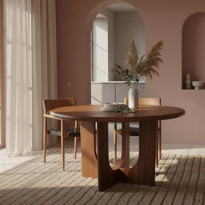 Raw Materials Ronde Mangohouten Eettafel Bullnose - Ø 120cm - KwaliteitWonen.nl