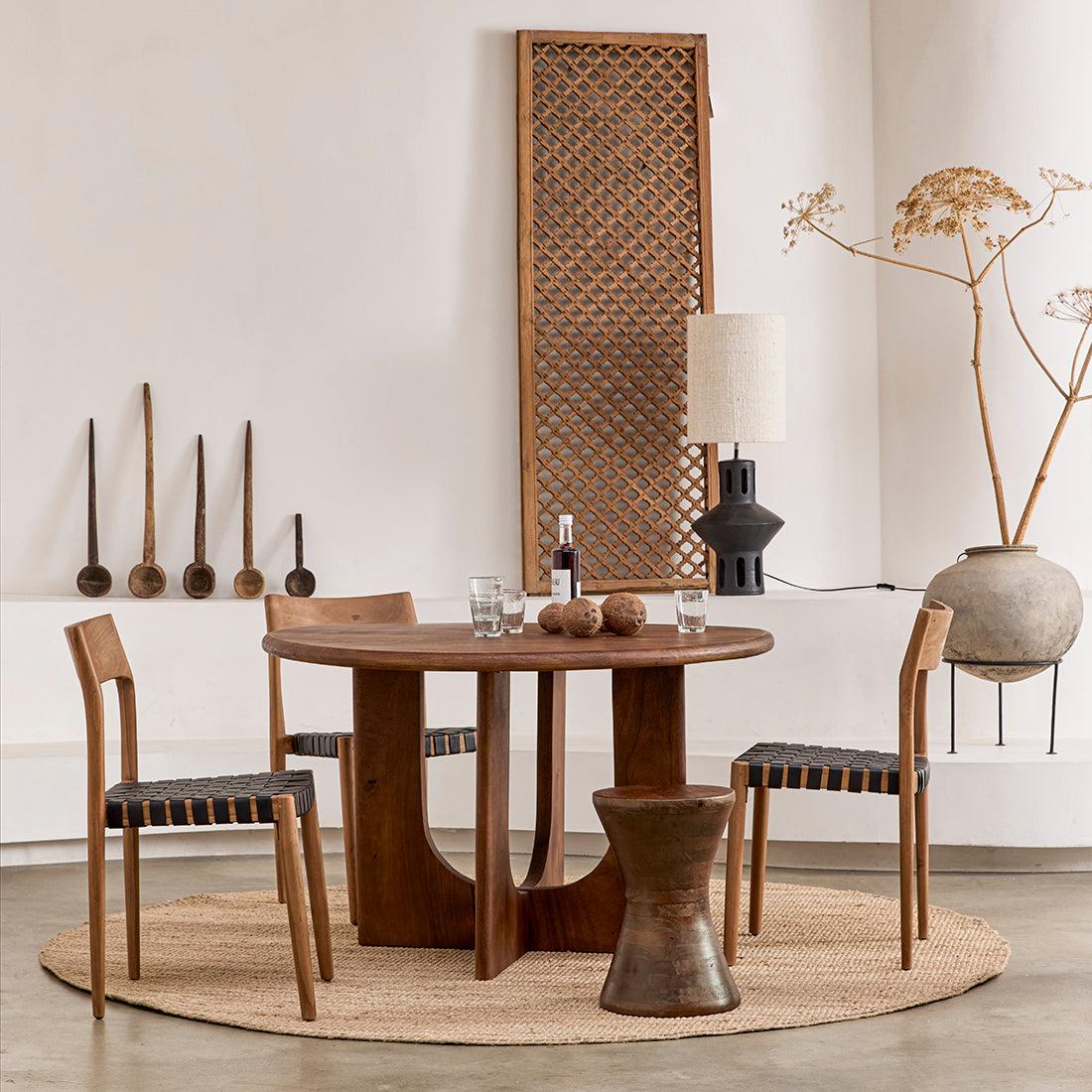 Raw Materials Ronde Mangohouten Eettafel Bullnose - Ø 120cm - KwaliteitWonen.nl