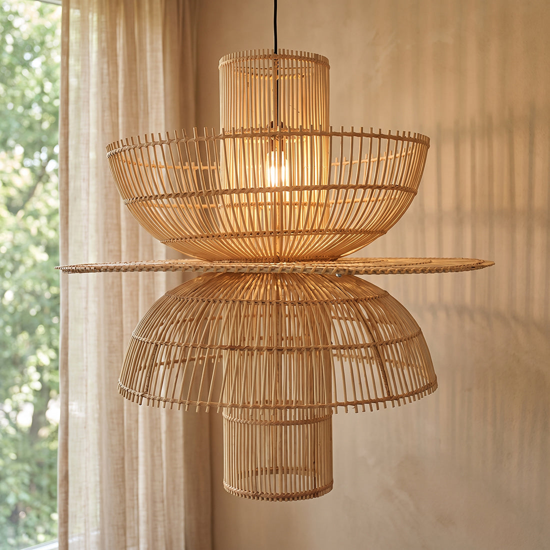 Raw Materials Saturn Rotan Hanglamp - Ø 65x63 Cm - KwaliteitWonen.nl