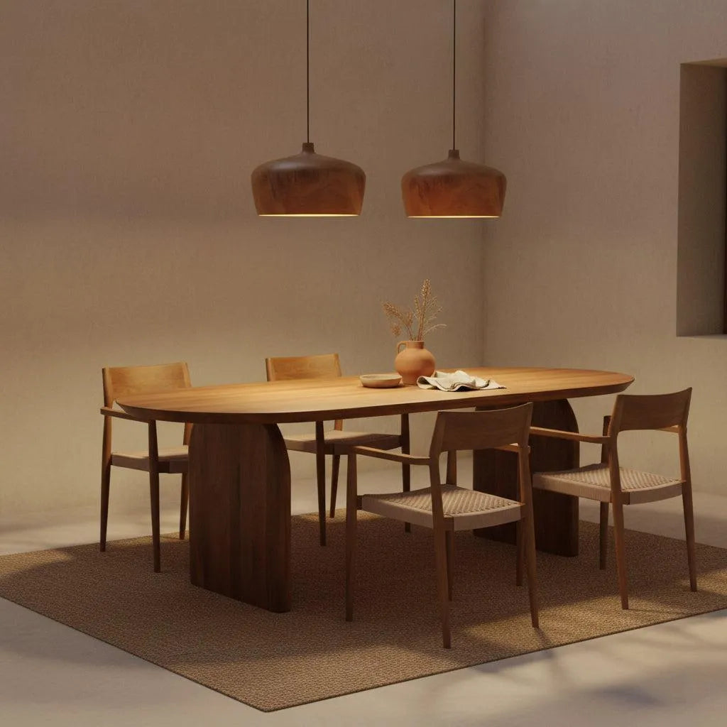 Raw Materials Sirocco Teak Houten Hanglamp Dome - Ø 30x20 Cm - KwaliteitWonen.nl