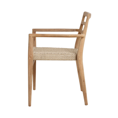 Raw Materials Verano Teak Tuinstoel Met Armleuning - Naturel (Set Van 2) - KwaliteitWonen.nl