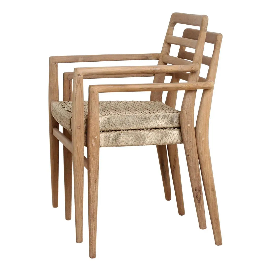 Raw Materials Verano Teak Tuinstoel Met Armleuning - Naturel (Set Van 2) - KwaliteitWonen.nl