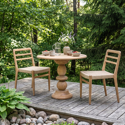 Raw Materials Verano Teak Tuinstoel Met Armleuning - Naturel (Set Van 2) - KwaliteitWonen.nl