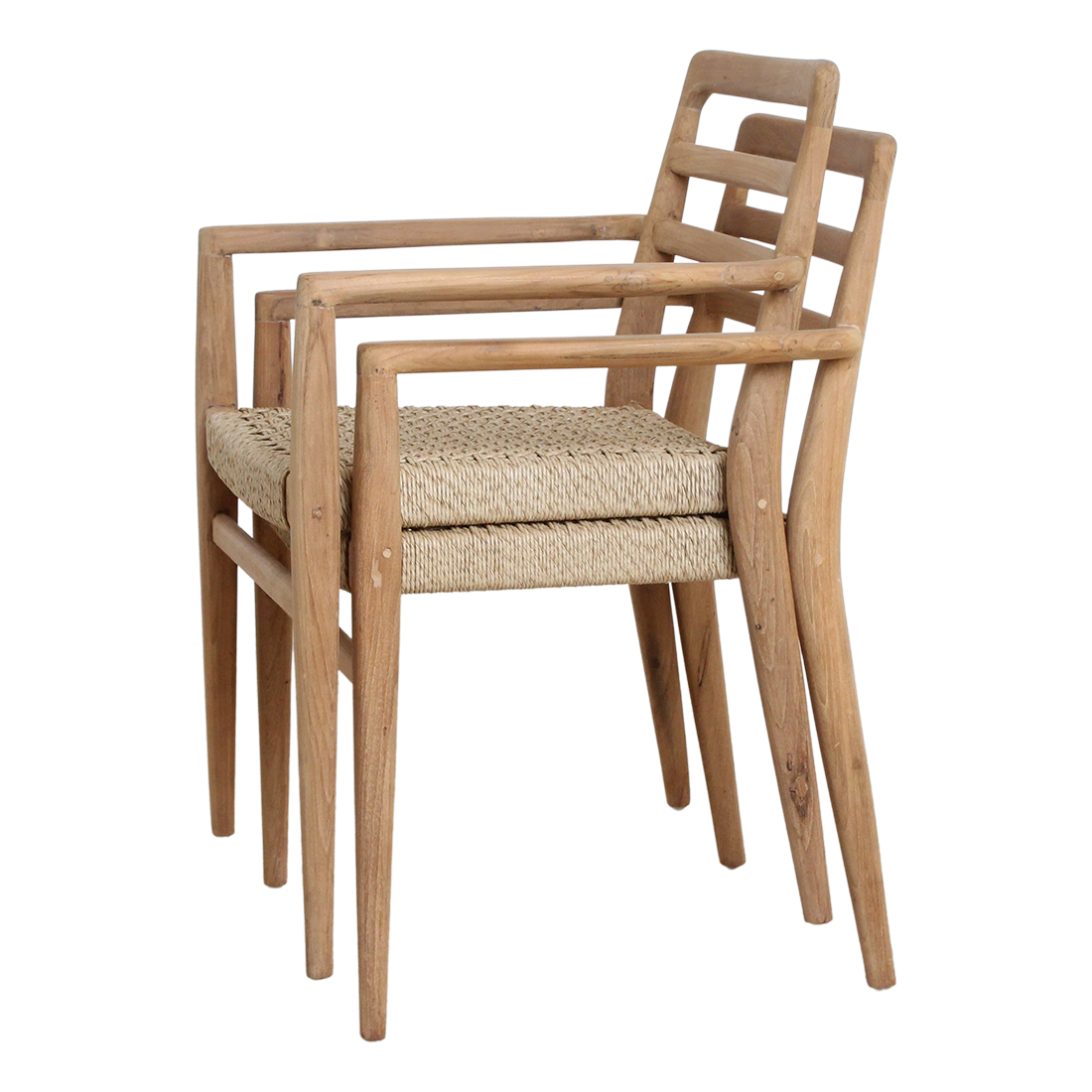 Raw Materials Verano Teak Tuinstoel Met Armleuning - Naturel (Set Van 2) - KwaliteitWonen.nl