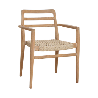 Raw Materials Verano Teak Tuinstoel Met Armleuning - Naturel (Set Van 2) - KwaliteitWonen.nl