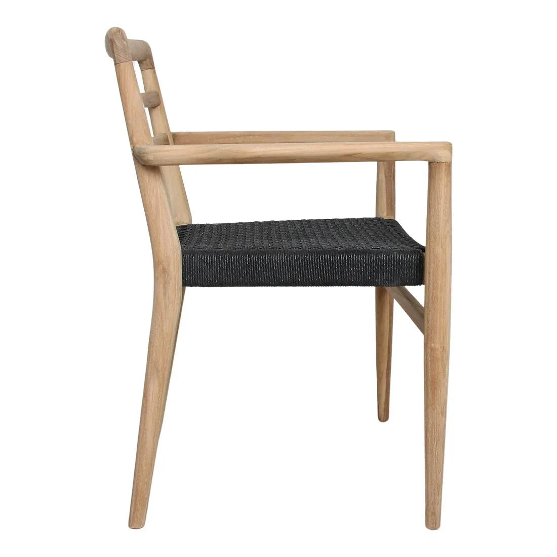 Raw Materials Verano Teak Tuinstoel Met Armleuning - Zwart (Set Van 2) - KwaliteitWonen.nl
