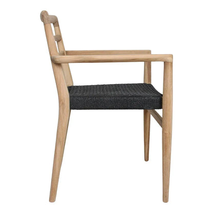 Raw Materials Verano Teak Tuinstoel Met Armleuning - Zwart (Set Van 2) - KwaliteitWonen.nl