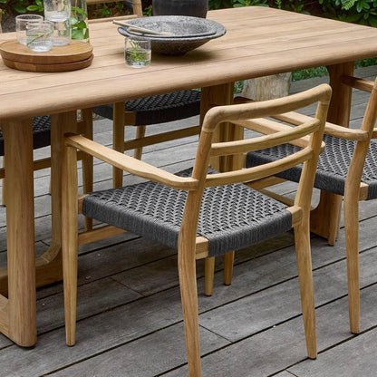 Raw Materials Verano Teak Tuinstoel Met Armleuning - Zwart (Set Van 2) - KwaliteitWonen.nl