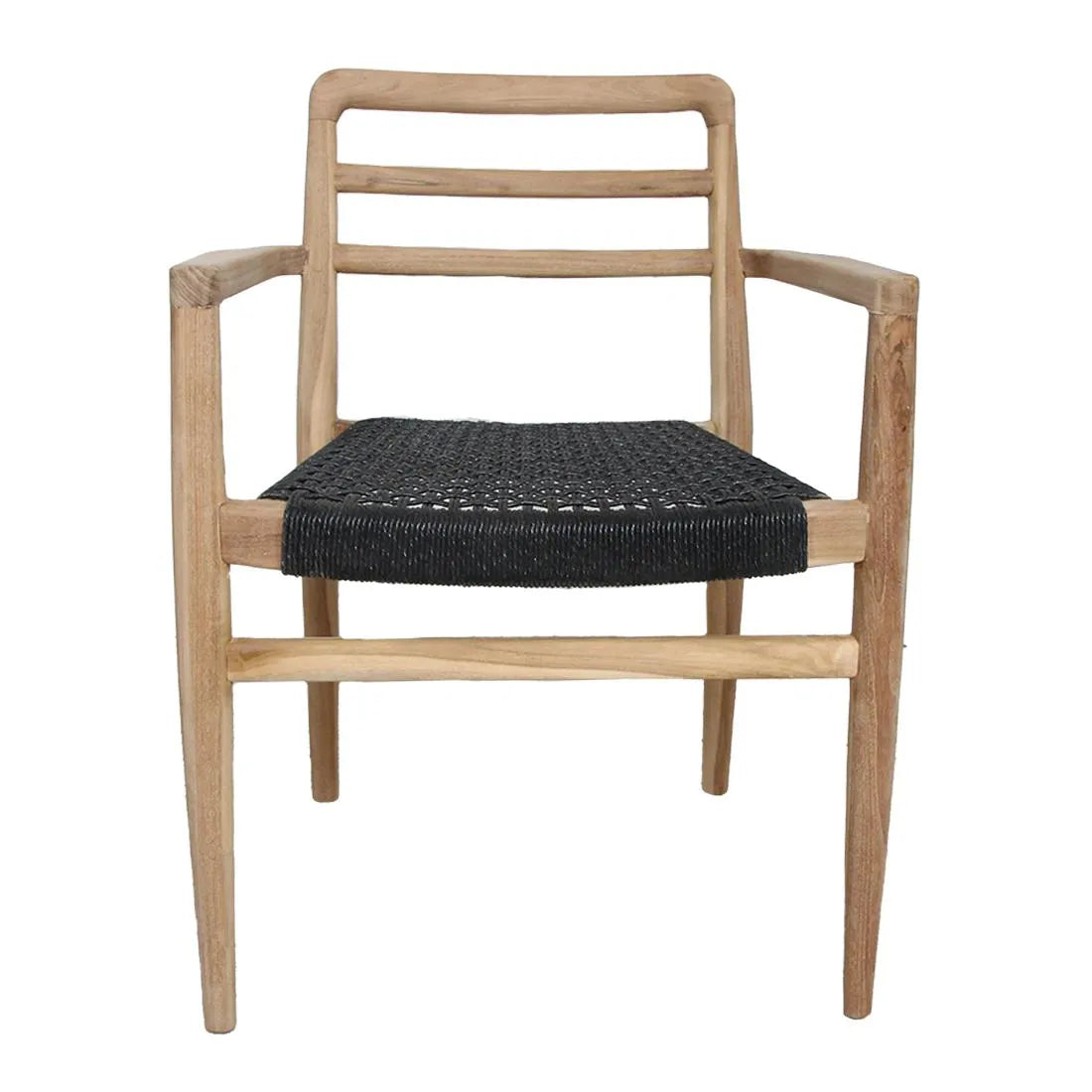 Raw Materials Verano Teak Tuinstoel Met Armleuning - Zwart (Set Van 2) - KwaliteitWonen.nl