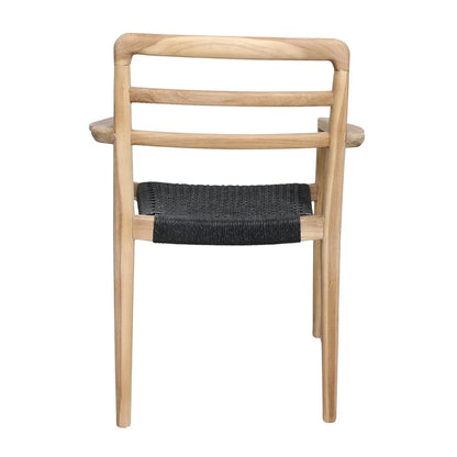 Raw Materials Verano Teak Tuinstoel Met Armleuning - Zwart (Set Van 2) - KwaliteitWonen.nl