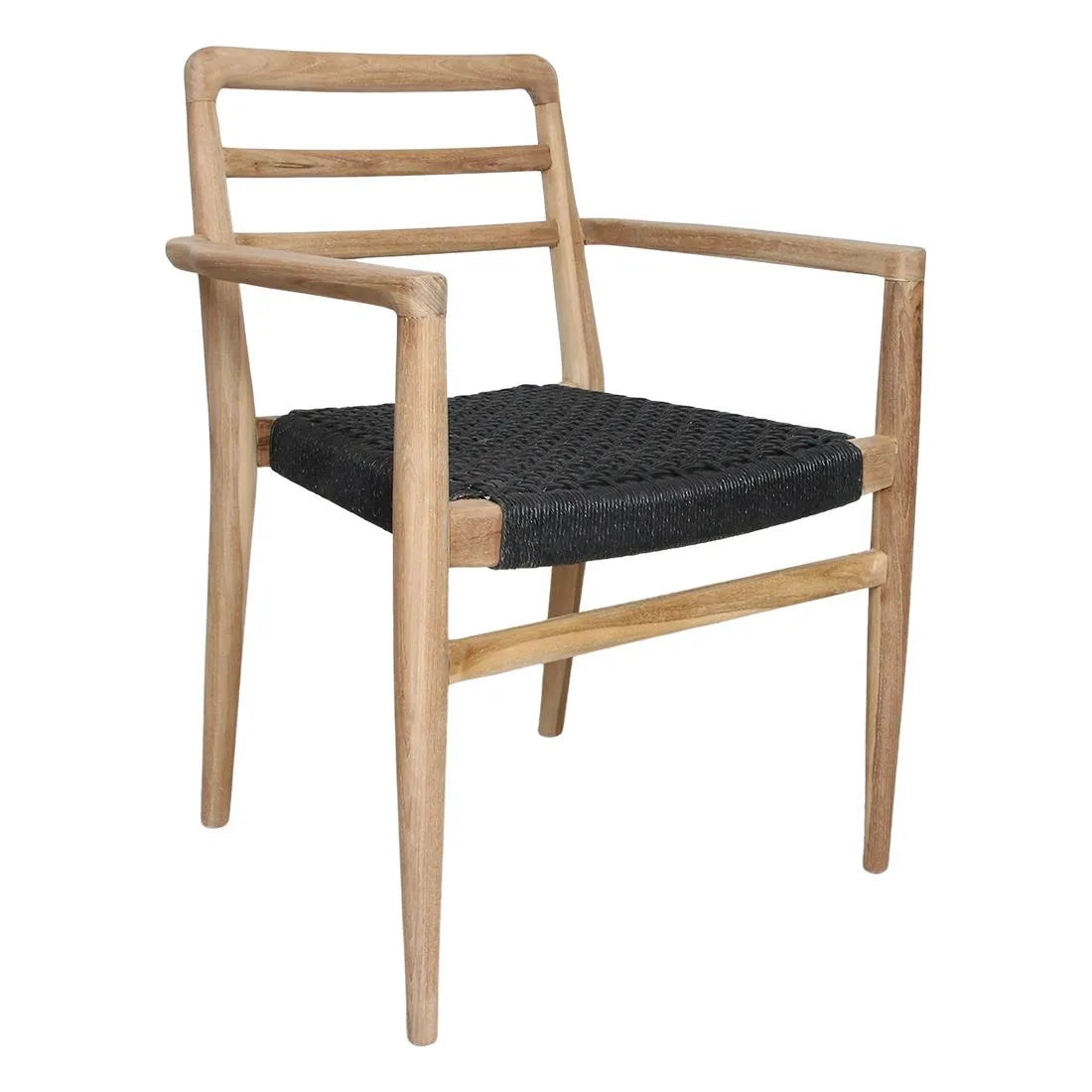 Raw Materials Verano Teak Tuinstoel Met Armleuning - Zwart (Set Van 2) - KwaliteitWonen.nl
