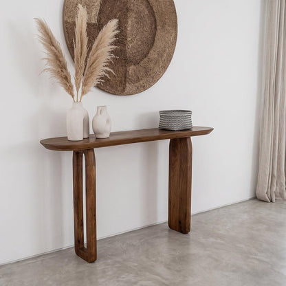Raw Materials Wandtafel Bullnose 140x35cm Mangohout Bruin - KwaliteitWonen.nl