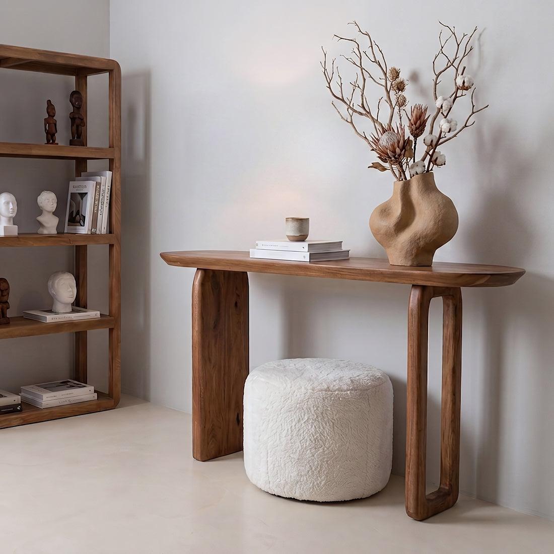 Raw Materials Wandtafel Bullnose 140x35cm Mangohout Bruin - KwaliteitWonen.nl