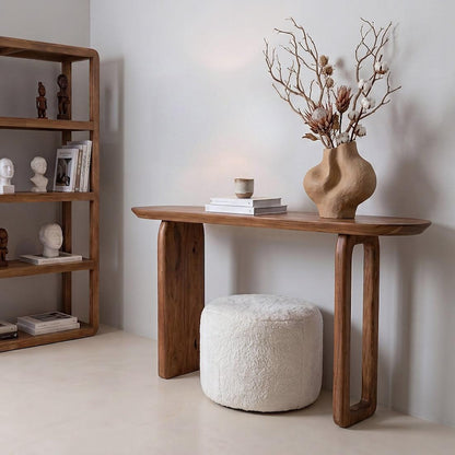 Raw Materials Wandtafel Bullnose 140x35cm Mangohout Bruin - KwaliteitWonen.nl