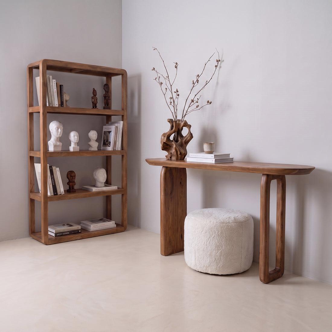 Raw Materials Wandtafel Bullnose 140x35cm Mangohout Bruin - KwaliteitWonen.nl