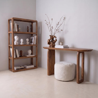 Raw Materials Wandtafel Bullnose 140x35cm Mangohout Bruin - KwaliteitWonen.nl