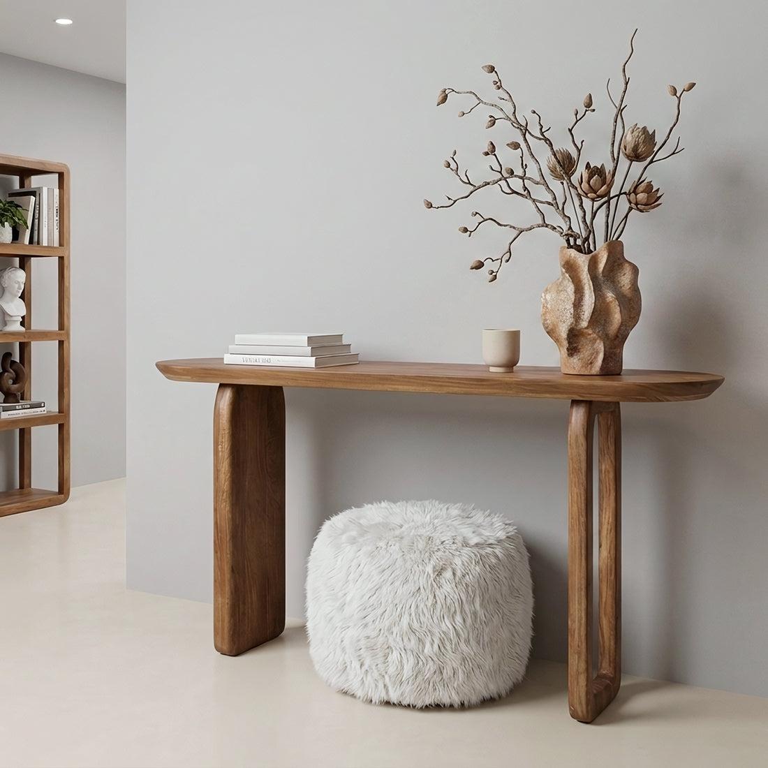 Raw Materials Wandtafel Bullnose 140x35cm Mangohout Bruin - KwaliteitWonen.nl