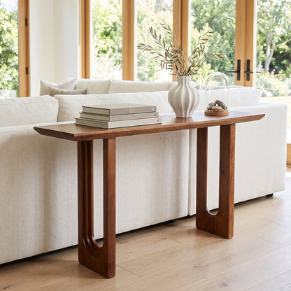 Raw Materials Wandtafel Bullnose Chamfered mangohout 140cm - KwaliteitWonen.nl