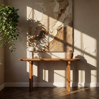 Raw Materials Wandtafel Bullnose Chamfered mangohout 140cm - KwaliteitWonen.nl