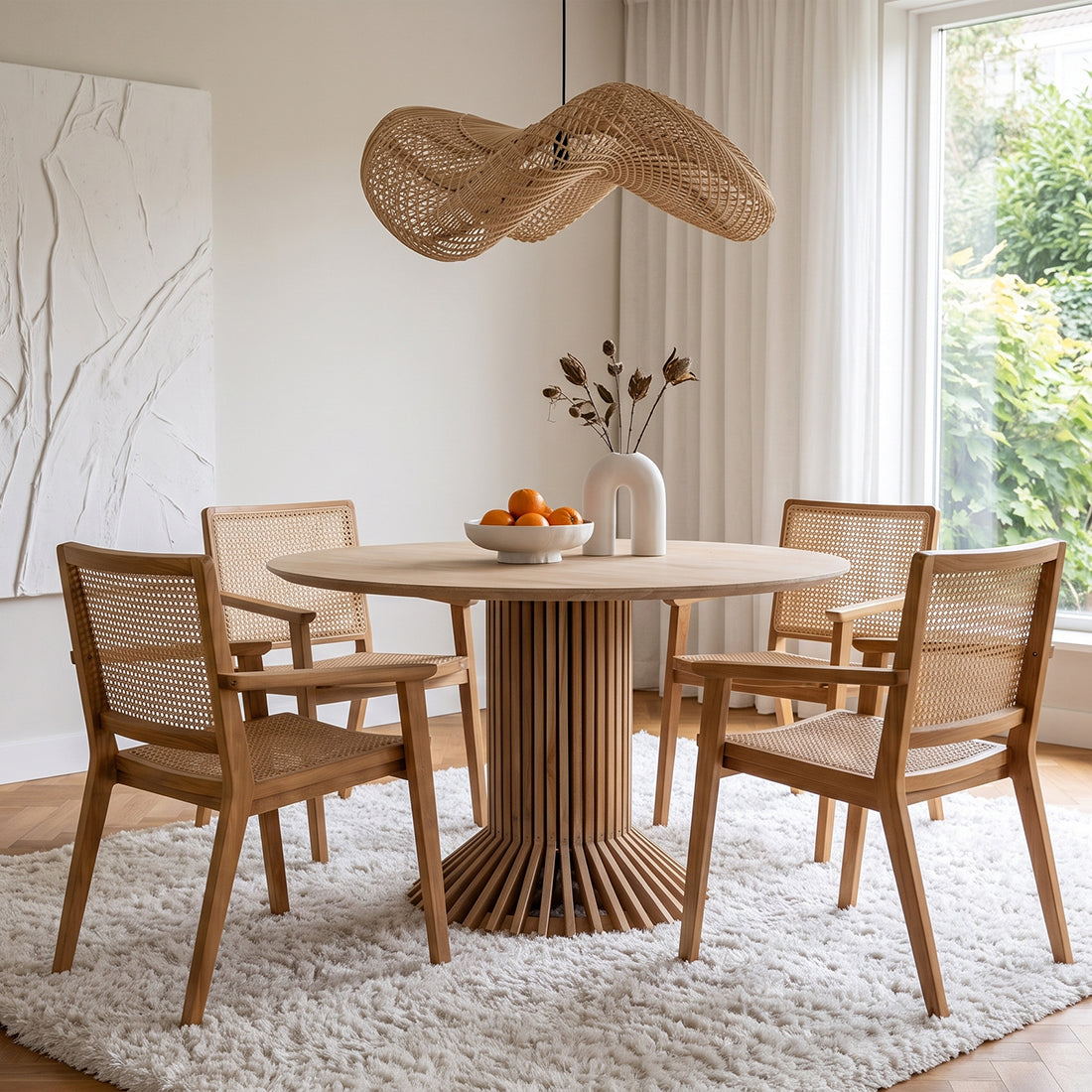 Raw Materials Wave Rotan Hanglamp L - Ø 71x26 Cm - KwaliteitWonen.nl