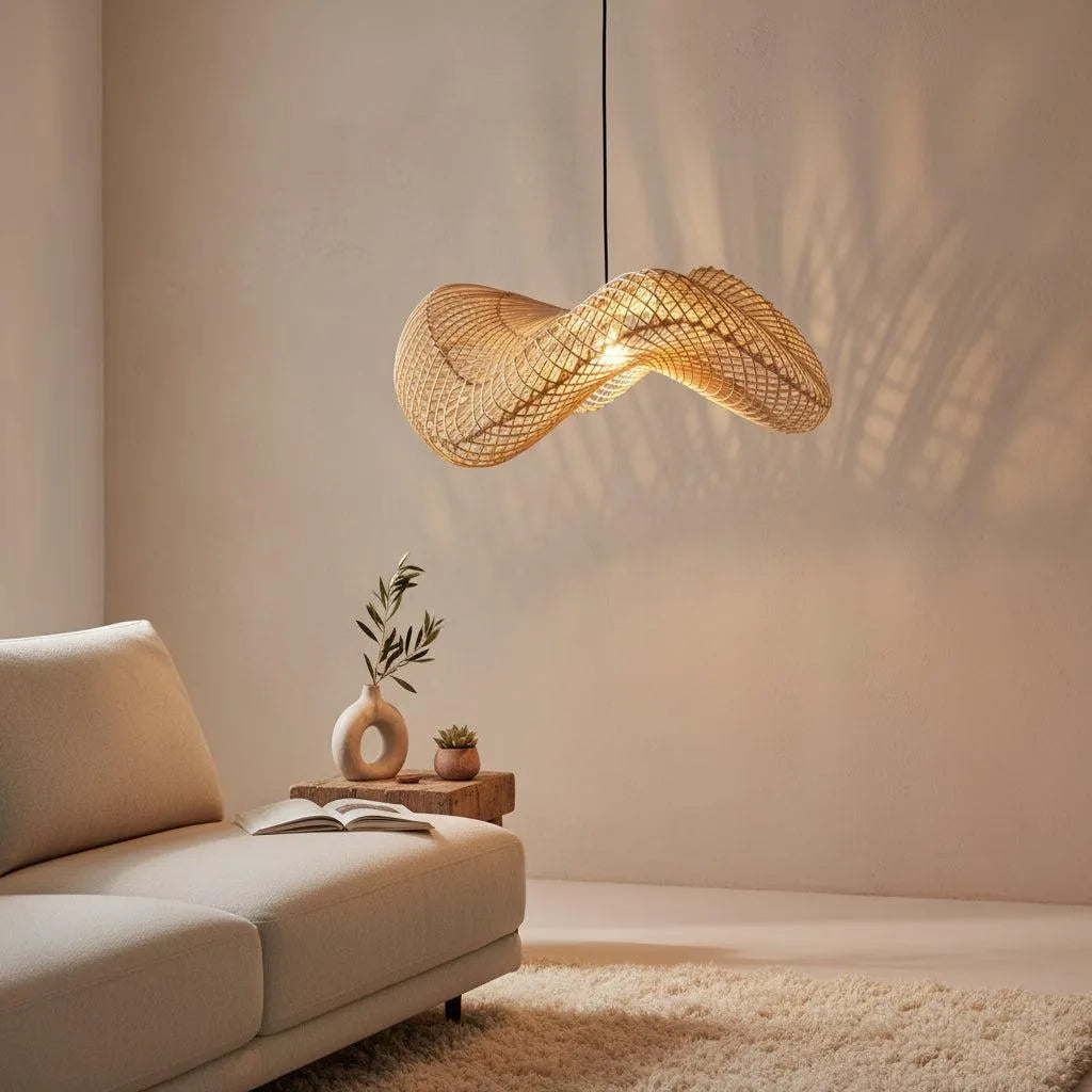Raw Materials Wave Rotan Hanglamp L - Ø 71x26 Cm - KwaliteitWonen.nl