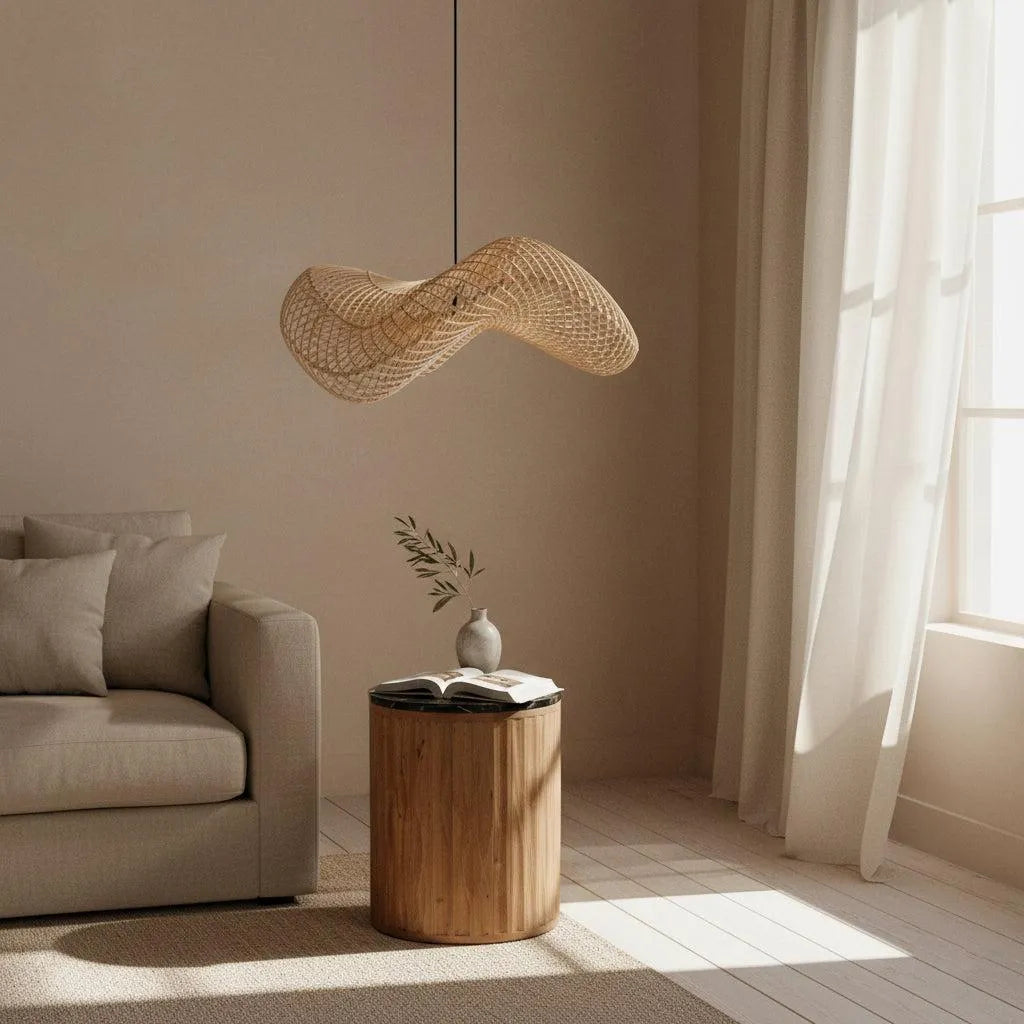 Raw Materials Wave Rotan Hanglamp L - Ø 71x26 Cm - KwaliteitWonen.nl