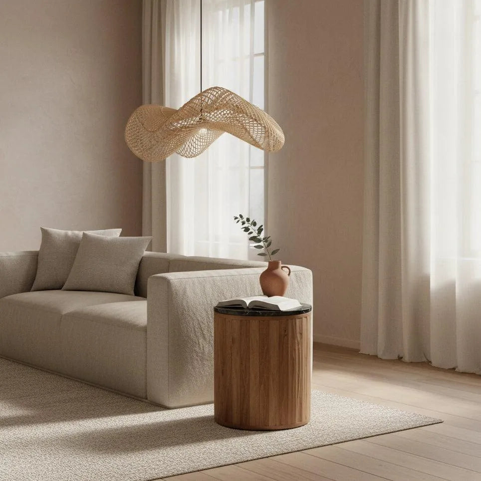 Raw Materials Wave Rotan Hanglamp L - Ø 71x26 Cm - KwaliteitWonen.nl