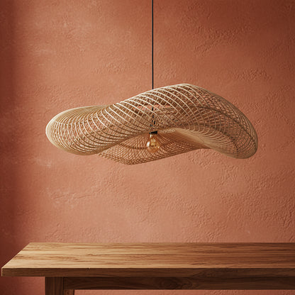 Raw Materials Wave Rotan Hanglamp Xl - Ø90x22 Cm - KwaliteitWonen.nl