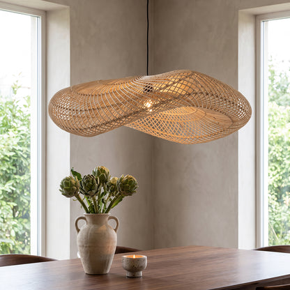 Raw Materials Wave Rotan Hanglamp Xl - Ø90x22 Cm - KwaliteitWonen.nl