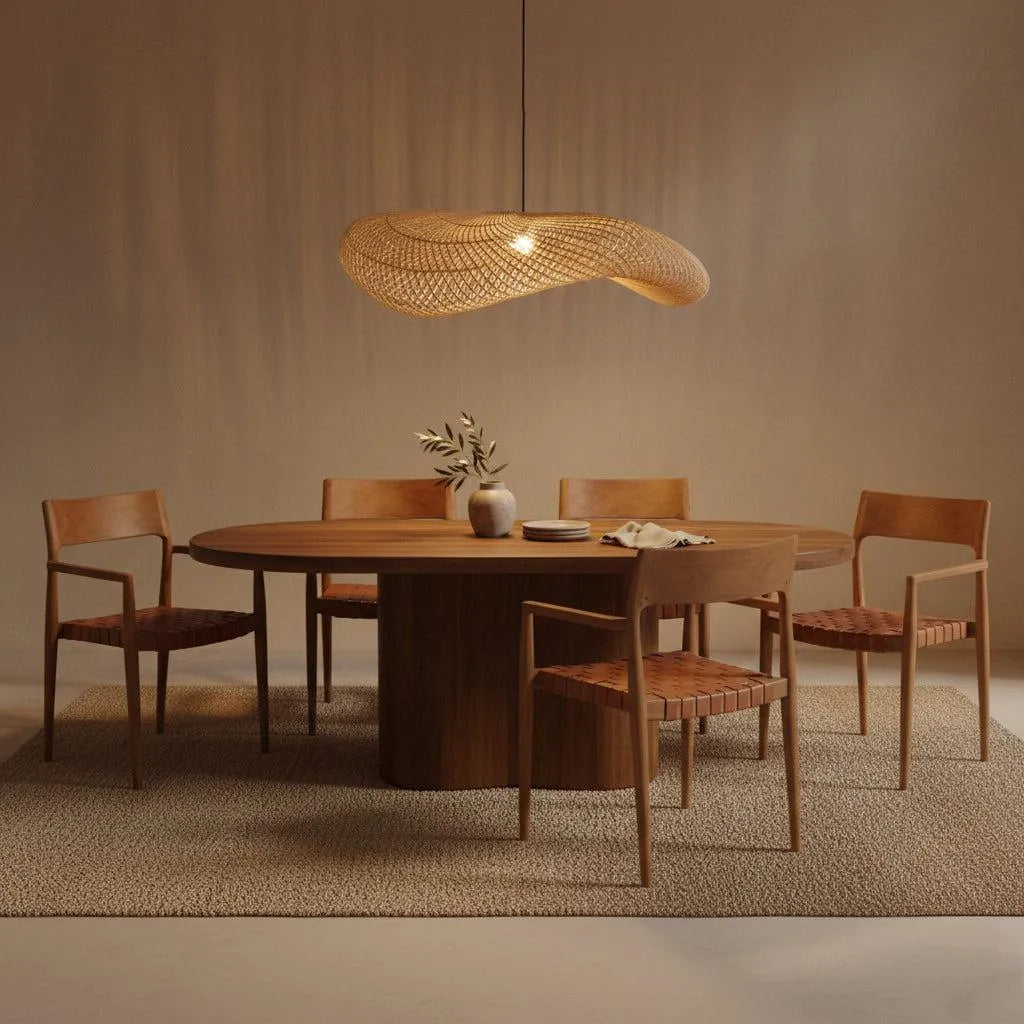 Raw Materials Wave Rotan Hanglamp Xl - Ø90x22 Cm - KwaliteitWonen.nl