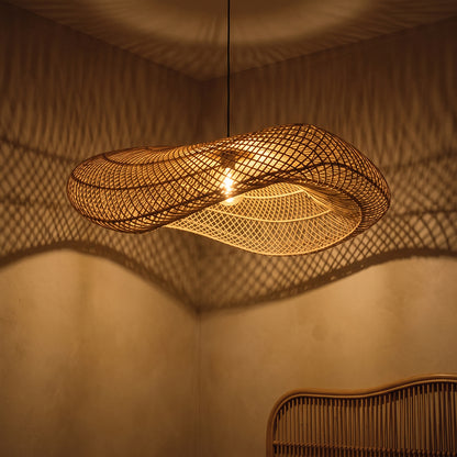 Raw Materials Wave Rotan Hanglamp Xl - Ø90x22 Cm - KwaliteitWonen.nl
