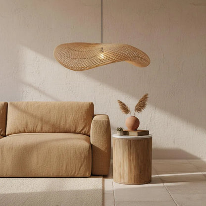 Raw Materials Wave Rotan Hanglamp Xl - Ø90x22 Cm - KwaliteitWonen.nl