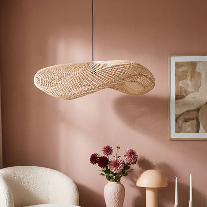 Raw Materials Wave Rotan Hanglamp Xl - Ø90x22 Cm - KwaliteitWonen.nl
