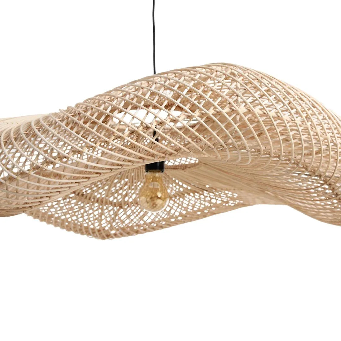 Raw Materials Wave Rotan Hanglamp Xl - Ø90x22 Cm - KwaliteitWonen.nl